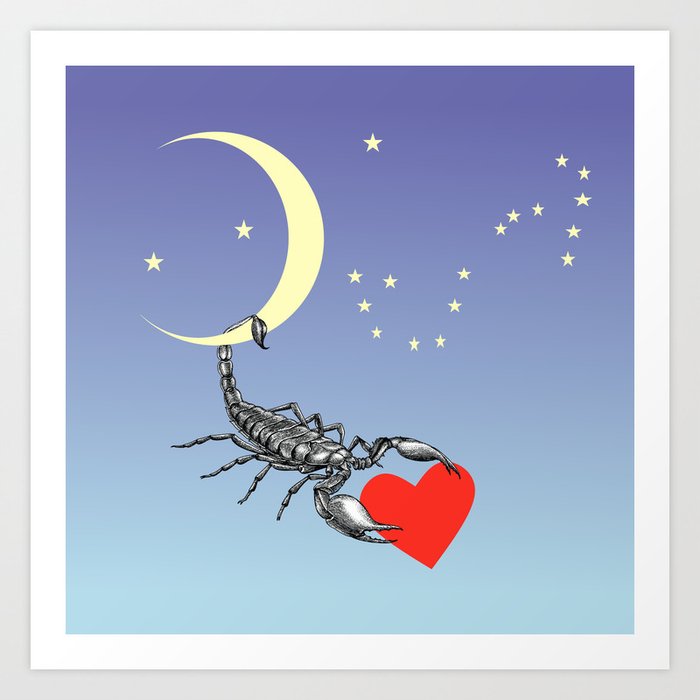 Scorpion in Love - Zodiac Sign Illustration for Valentine's Day Art Print