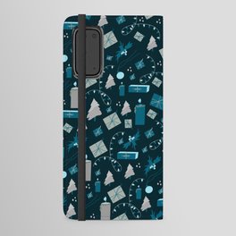 Blue And Silver Holiday Pattern Android Wallet Case