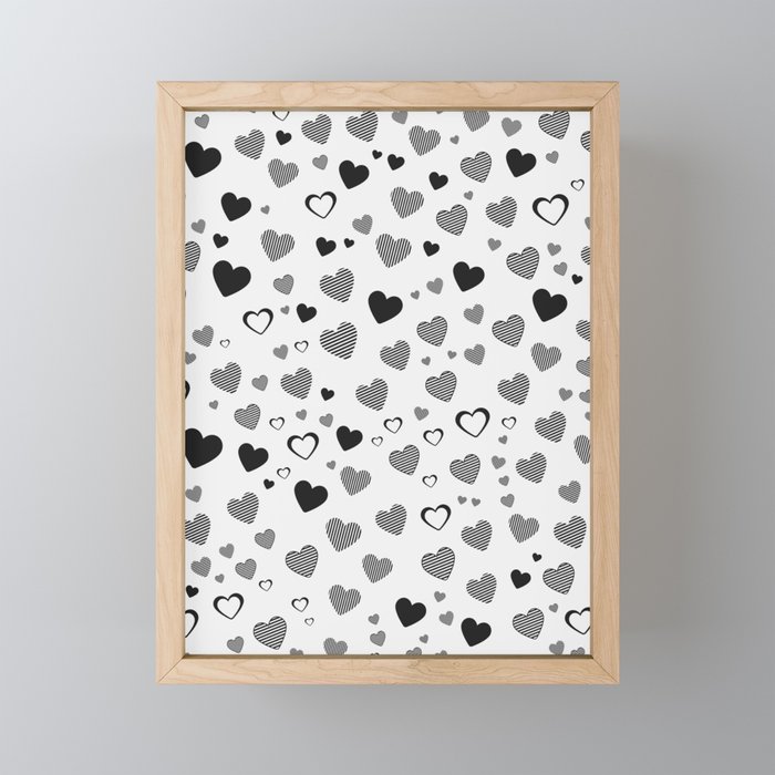 Vintage heart pattern for valentine's day Framed Mini Art Print