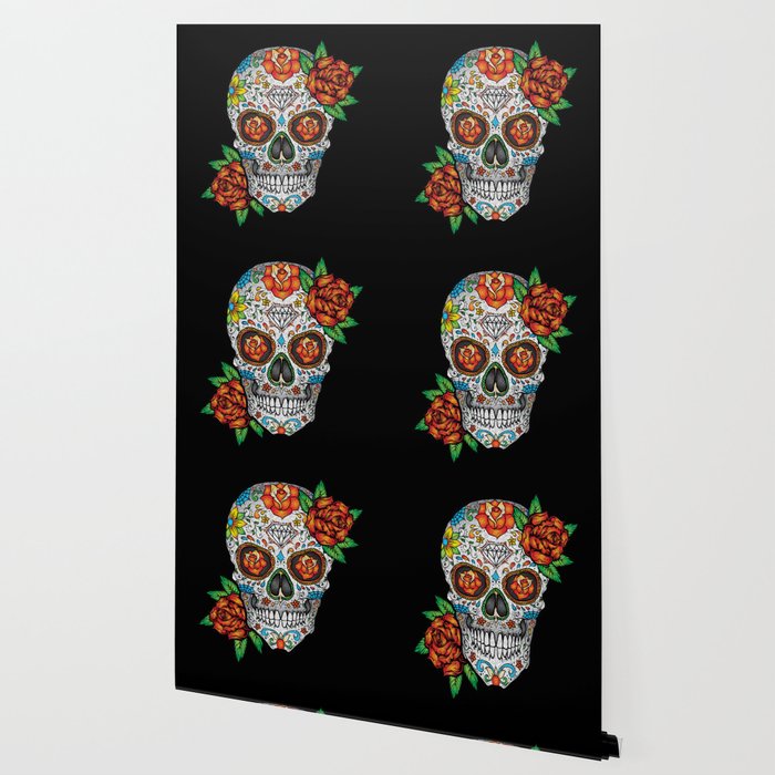 Sugar Skull Day Of The Dead Wallpaper By Folknfunky Society6