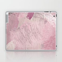 abstract splatter brush stroke painting texture background in pink Laptop Skin