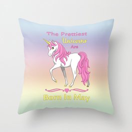 Pretty Pink Unicorn May Birthday Girl Throw Pillow | Pink, Birthday, Graphicdesign, Pretty, Unicorns, Forgirls, May 