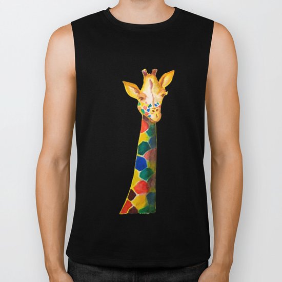 Giraffe Watercolor Print Biker Tank