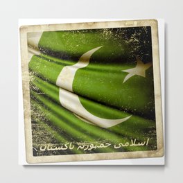 Islamic Republic of Pakistan grunge sticker flag Metal Print