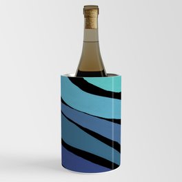 Minimalistic Blue Wave Painting Pattern  Wine Chiller