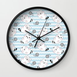 Kawaii Cute Cats Pattern Wall Clock