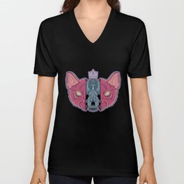 Cat Skull V Neck T Shirt