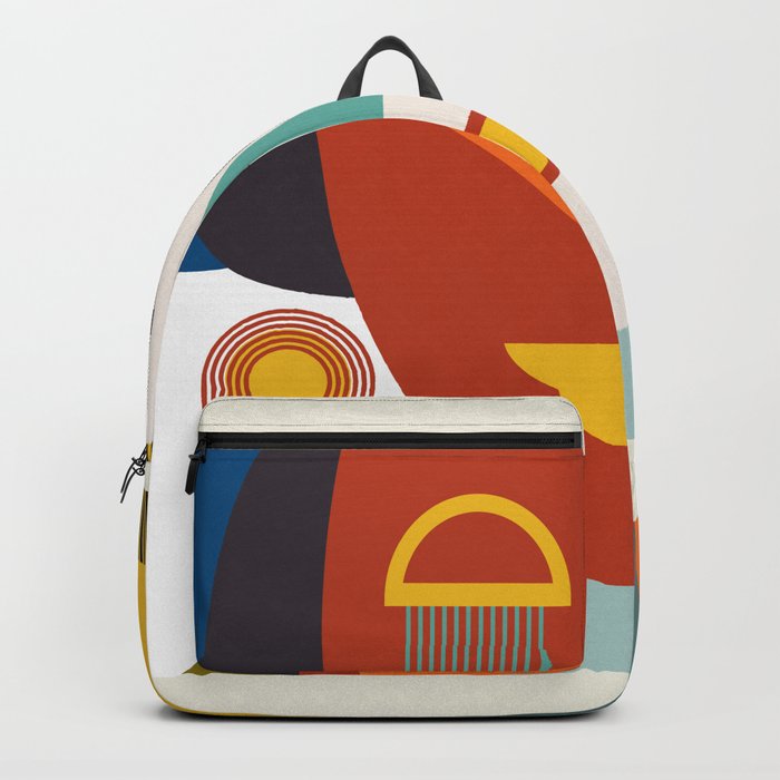 mid century geometric face Backpack