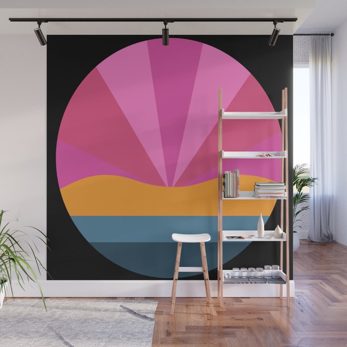 Cover IV - Colorful Sunset Retro Abstract Geometric Minimalistic Design Pattern Wall Mural