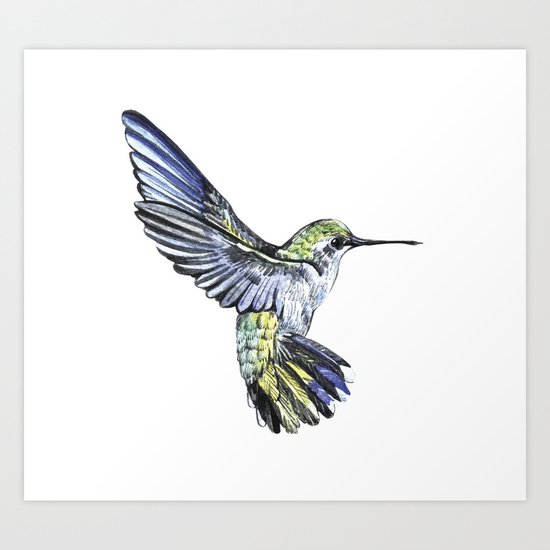 Flying hummingbird Art Print