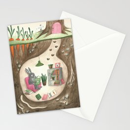 Bunny reading Library Stationery Cards