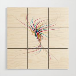 Abstract Curved Colored Lines. Wood Wall Art