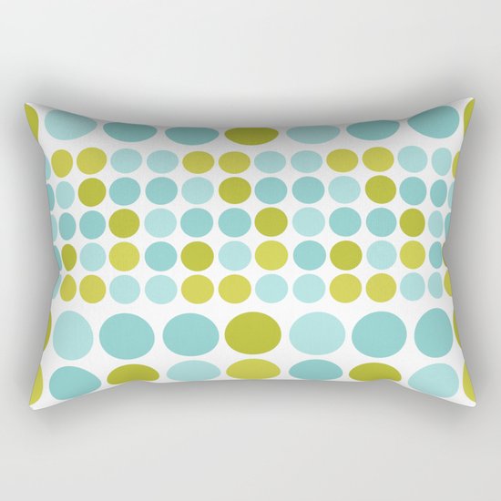 The pattern Green - blue polka dots. Rectangular Pillow