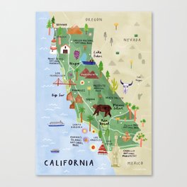 " USA: 2022/today - California traveller map ...  Canvas Print