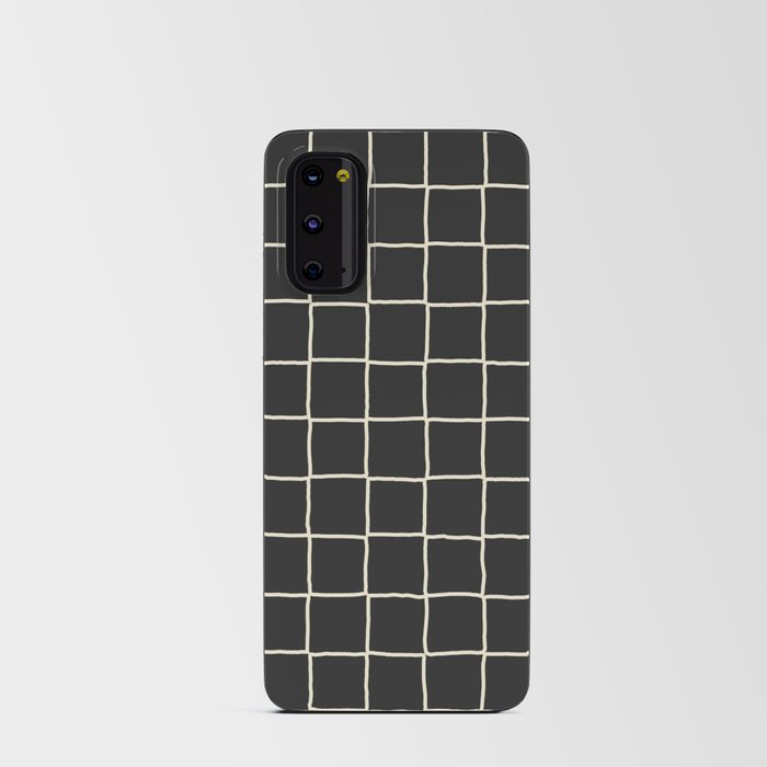 Neutral Black + Beige Tiles Checkered Plaid Android Card Case