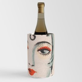 Woman Portrait, Bar Decor, Martini, Vintage Japanese Art Wine Chiller