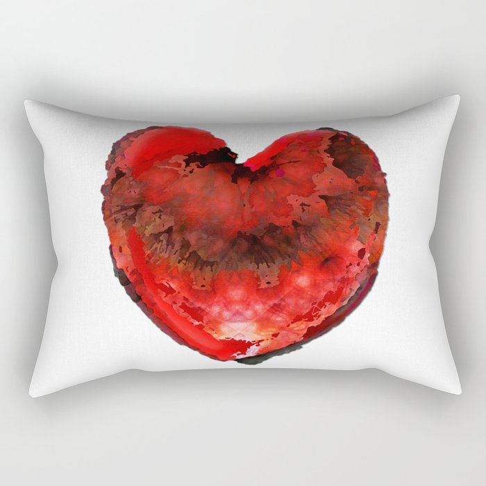 Whimsical Happy Big Red Heart Art by Sharon Cummings Rectangular Pillow
