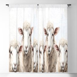Sheepish Charm: Rustic Sheep Artwork Blackout Curtain