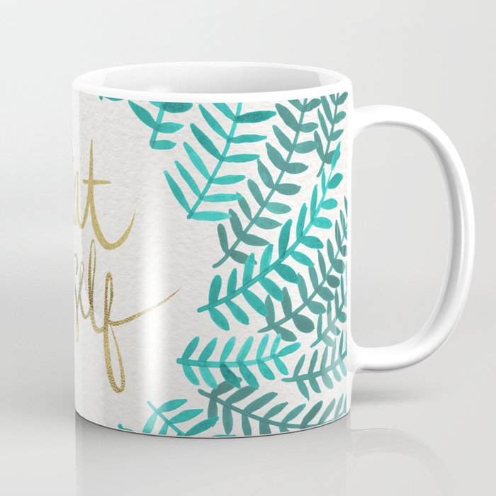 Treat Yo Self – Gold & Turquoise Coffee Mug