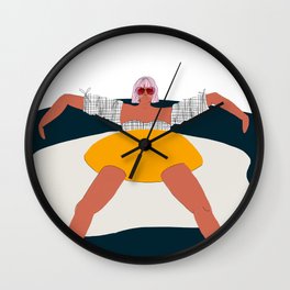 chill Wall Clock | Ink, Curated, Girl, Painting, Illustration, Food, Abstract, Female, Fashion, Feminist 