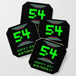 [ Thumbnail: 54th Birthday - Nerdy Geeky Pixelated 8-Bit Computing Graphics Inspired Look Coaster ]