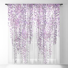 purple wisteria in bloom Sheer Curtain