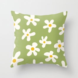 Modern abstract white flowers 4 Throw Pillow