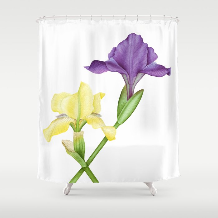 Watercolor irises Shower Curtain