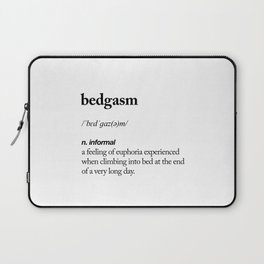 Bedgasm black and white contemporary minimalism typography design home wall decor bedroom Laptop Sleeve