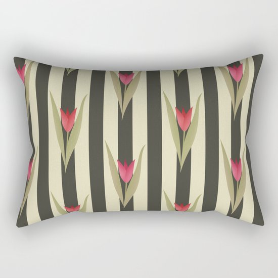 Spring flowers. Tulips are red. Retro. Rectangular Pillow