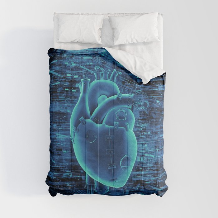 Gamer Heart BLUE TECH / 3D render of mechanical heart Comforter