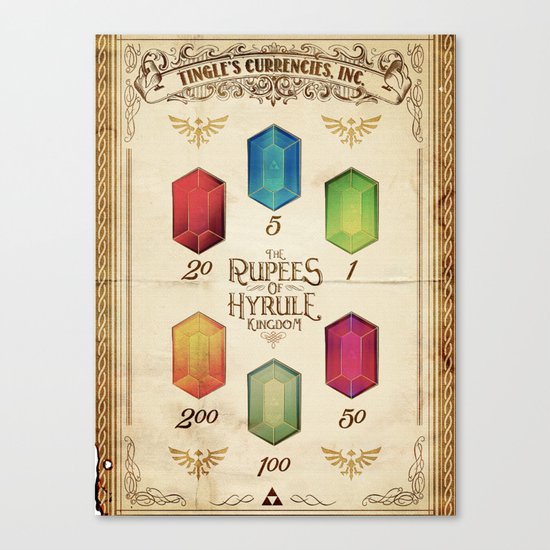 Legend of Zelda - The Rupees of Hyrule Kingdom Guide Canvas Print