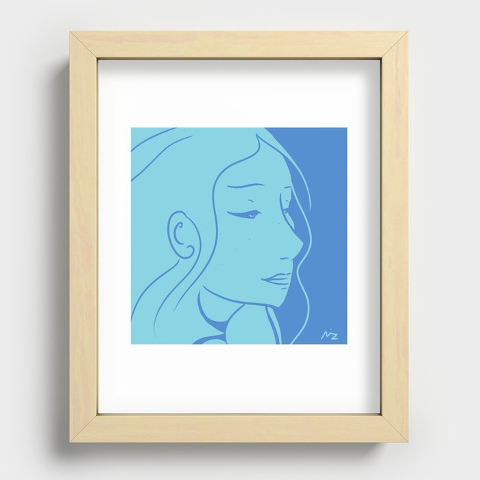 serene blue Recessed Framed Print
