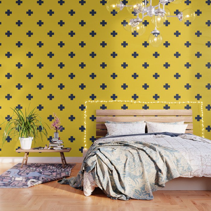 Navy Blue Swiss Cross Pattern On Yellow Background Wallpaper By Seafoam12 Society6 New users enjoy 60% off. navy blue swiss cross pattern on yellow background wallpaper by seafoam12