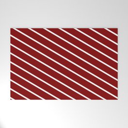 [ Thumbnail: Maroon & White Colored Lines/Stripes Pattern Welcome Mat ]