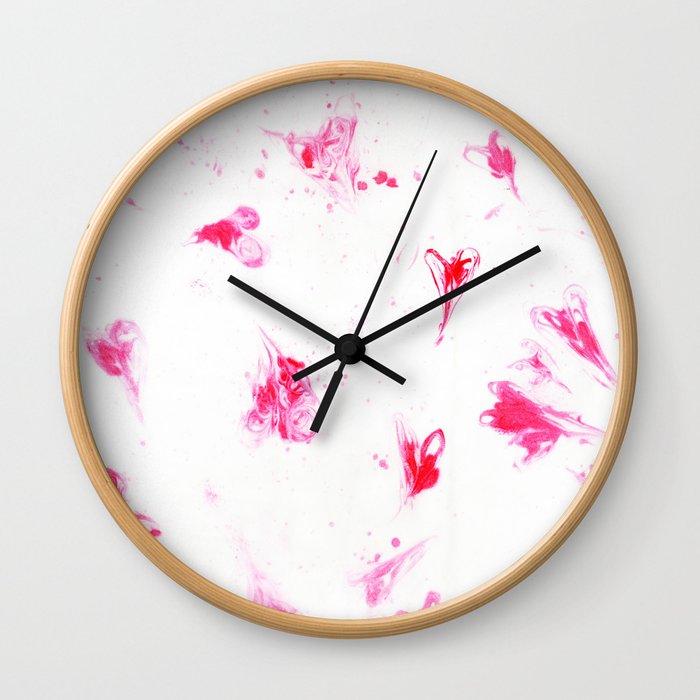 Marbled Lovely Hearts Wall Clock