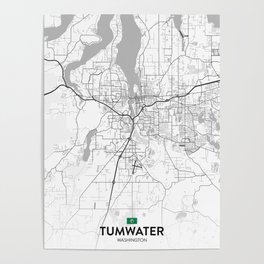 Tumwater, Washington, United States - Light City Map Poster