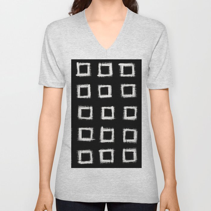 form blocs | square stroke dots | white on black  V Neck T Shirt
