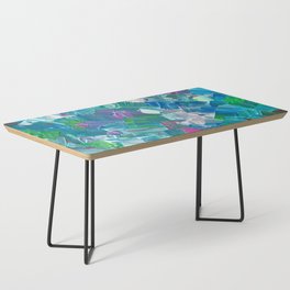 Abstract Blue Teal Brushstrokes Painting Coffee Table