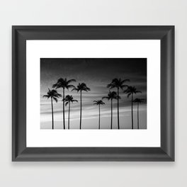 Black & White Palm Trees Photography | Landscape | Sunset |  Clouds | Minimalism Framed Art Print