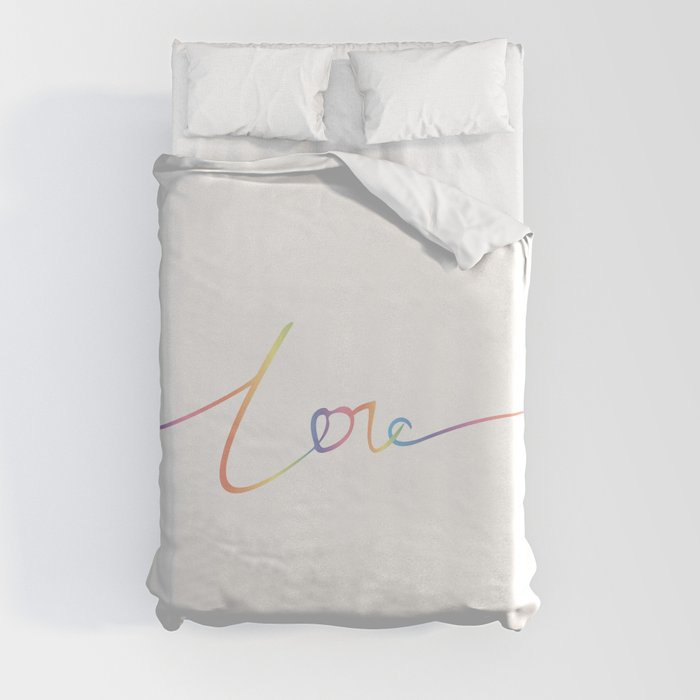 Print "Love" in rainbow gradient Duvet Cover