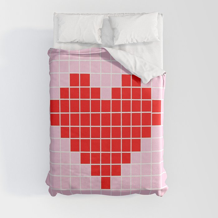 Heart and love 42 - version pixel art Duvet Cover