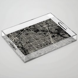 USA PLANO City Map - Black and White Acrylic Tray