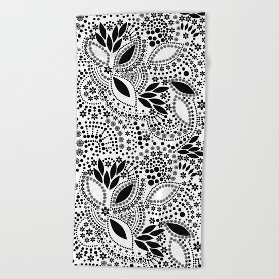 Black and white polka dot pattern . Beach Towel