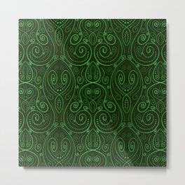 Elegant Art Deco Vines Dark Forest Green Tile Metal Print