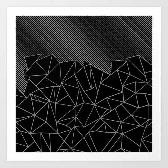 Ab Lines 45 Grey and Black Art Print