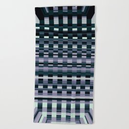 Purple And Grey Geometric Check Pattern Beach Towel