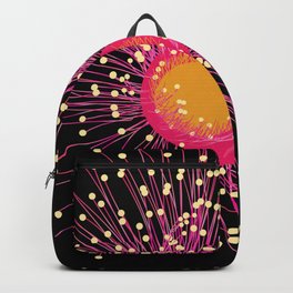 Australian Gum Tree Flower Black and Pink Backpack