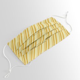 [ Thumbnail: Goldenrod and Pale Goldenrod Colored Stripes Pattern Face Mask ]