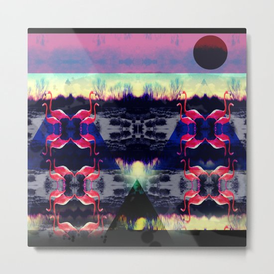Flamingo Sun Metal Print